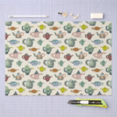 Theepotten in een patroon tissuepapier (Craft)