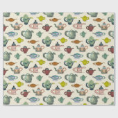 Theepotten in een patroonverpakkingspapier cadeaupapier (Vlak)