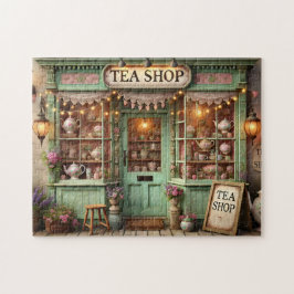Theepotten in vintage theesalon - Cottagecore Huis Legpuzzel
