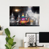 Theepotten te koop op de markt poster (Thuiskantoor)