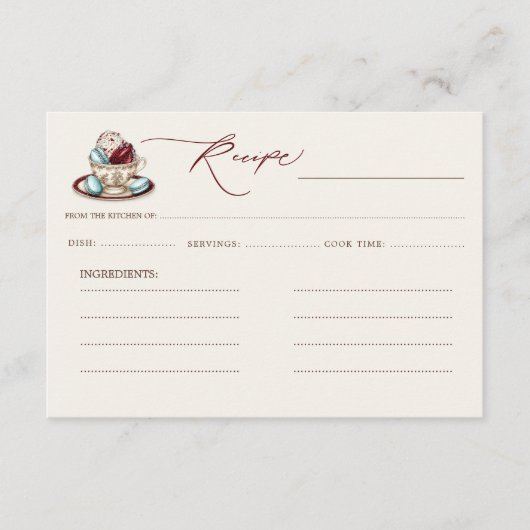 Theerecept voor een theepartij bruidsdouche informatiekaartje (Voorkant)