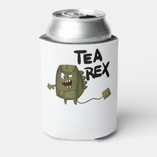 theerex, grappige dinosaurus blikjeskoeler (Blikje Achterkant)