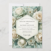 Theeroos Botanische Romantische Bruiloft Kaart (Voorkant)
