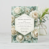 Theeroos Botanische Romantische Bruiloft Kaart (Staand voorkant)