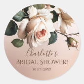 Theeroos Bruids Bruiloft Ronde Sticker (Voorkant)