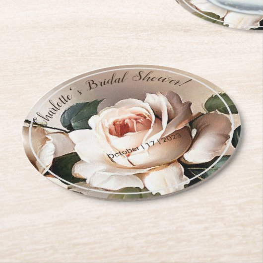 Theeroos Bruiloftsfeestje Ronde Kartonnen Onderzetter (Gebogen)