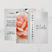 Theeroos Zilveren Huwelijksjubileum Uitnodiging (Voorkant / Achterkant)