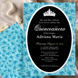 Theerozen Elegante Zilveren Bloem Quinceanera   Folie Uitnodiging