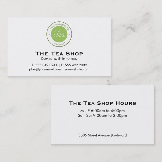 Theesalon Visitekaartje (Voorkant / Achterkant)