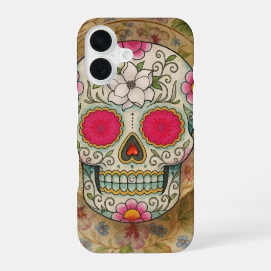 Theeschaal Suiker Schedel iPhone 16 Hoesje (Achterkant)