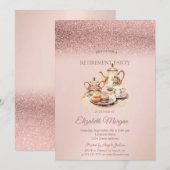 Theeservice Roze Goud Glitter Pensioen Kaart (Voorkant / Achterkant)