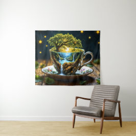 Theeservies surreële waterval keuken decor kunst wandkleed