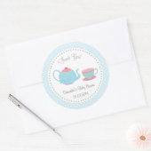 Theeset Baby shower Sticker roze blauw polka dot (Envelop)