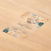 Theeset Groene Rozen Vrijgezellenfeest Acryl Uitnodigingen (Laagn)