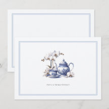 Theeset Orchidee Blauw Hampton Toile Trouwkoppel