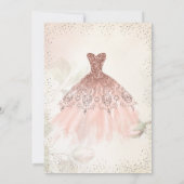 Theeset Roos gouden jurk Confetti quinceañera Kaart (Achterkant)