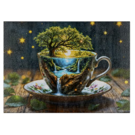 Theeset surrealistische waterval keuken decor art snijplank