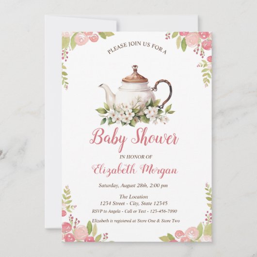 Theeset Waterverf Rozen Kaart (Voorkant)