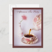 Theetijd, Afternoon Tea Party Uitnodiging Briefkaart (Voorkant / Achterkant)