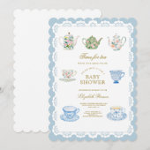 Theetijd Baby Shower Uitnodiging (Voorkant / Achterkant)
