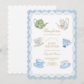Theetijd Baby Shower Uitnodiging (Voorkant / Achterkant)