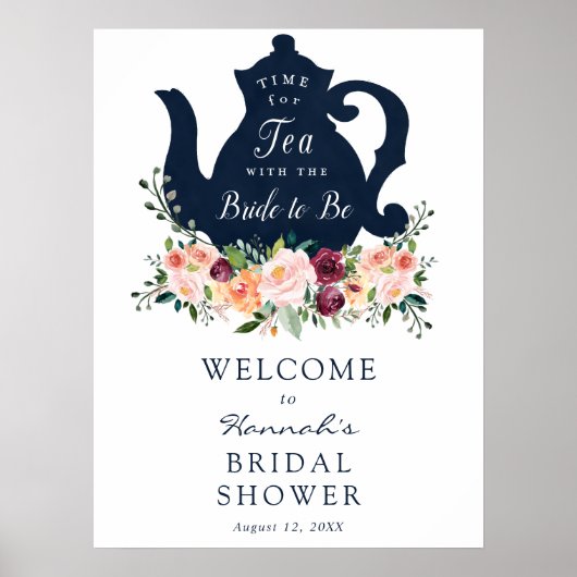 Theetijd Bruidsbruiloft Welkomstbord Poster (Voorkant)