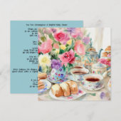 Theetijd Extravaganza: Tea Soirée, een Baby shower Kaart (Voorkant / Achterkant)