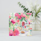 Theetijd Extravaganza: Theetuin, een Baby shower Kaart (Staand voorkant)