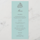 Theetijd Handgetekende Blauwe Bruiloftsdienst Menu (Voorkant)