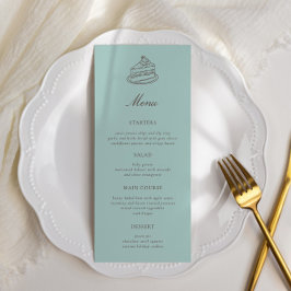 Theetijd Handgetekende Blauwe Bruiloftsdienst Menu