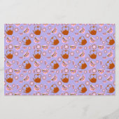 Theetijd keukenhanddoek Theepot Teacup Teakettle Briefpapier (Voorkant)