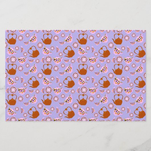 Theetijd keukenhanddoek Theepot Teacup Teakettle Briefpapier (Voorkant)