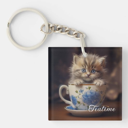 Theetijd Kitten Sleutelhanger (voorkant)