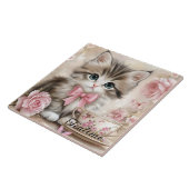 Theetijd Kitten  Tegeltje (Zijkant)