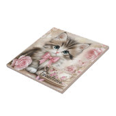 Theetijd Kitten  Tegeltje (Zijkant)