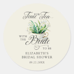 Theetijd Lelie van de Vallei Elegante Bruidsmeisje Ronde Sticker