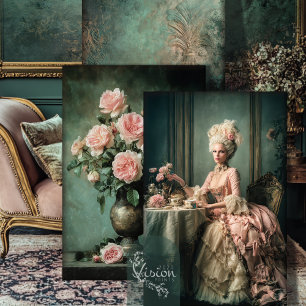 Theetijd Mary Antoinette Zwaar Gewicht Decoupage  Inpakpapier Vel