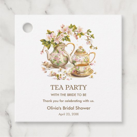 Theetijd met bloemen Bruidsdiner Bedankjes Labels (Voorkant)