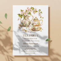 Theetijd met bloemenschotel Baby Shower