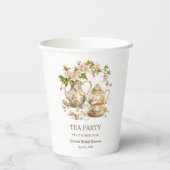 Theetijd met bloemenvase Bruidsmeisjes Borrel Papieren Bekers (Achterkant)