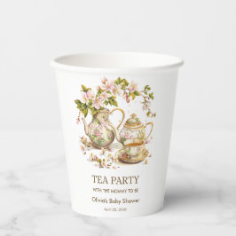 Theetijd met bloemenvase Thee feestje Baby Shower Papieren Bekers