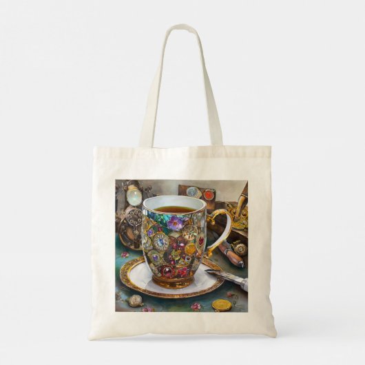 Theetijd met de tijdreiziger tote bag (Achterkant)