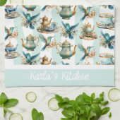 Theetijd met kolibries monogram theedoek (Gevouwen)