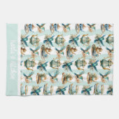 Theetijd met kolibries monogram theedoek (Horizontaal)