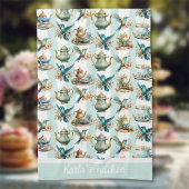 Theetijd met kolibries monogram theedoek