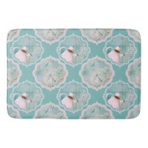 Theetijd mint groen en roze vloerkleed