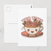 Theetijd Rozen Thee Kawaii Briefkaart (Voorkant / Achterkant)