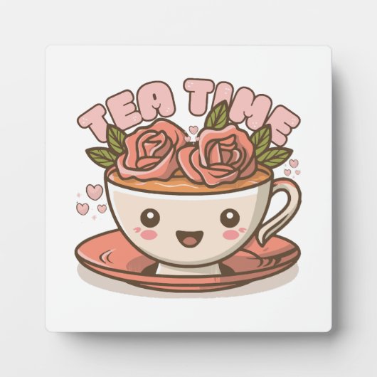Theetijd Rozen Thee Kawaii Fotoplaat (Voorkant)