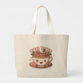 Theetijd Rozen Thee Kawaii Grote Tote Bag (Achterkant)