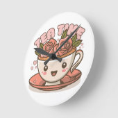 Theetijd Rozen Thee Kawaii Ronde Klok (Hoek)